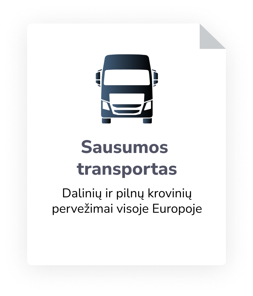 Sausumos transportas - dalinių ir pilnų krovinių pervežimai visoje Europoje
