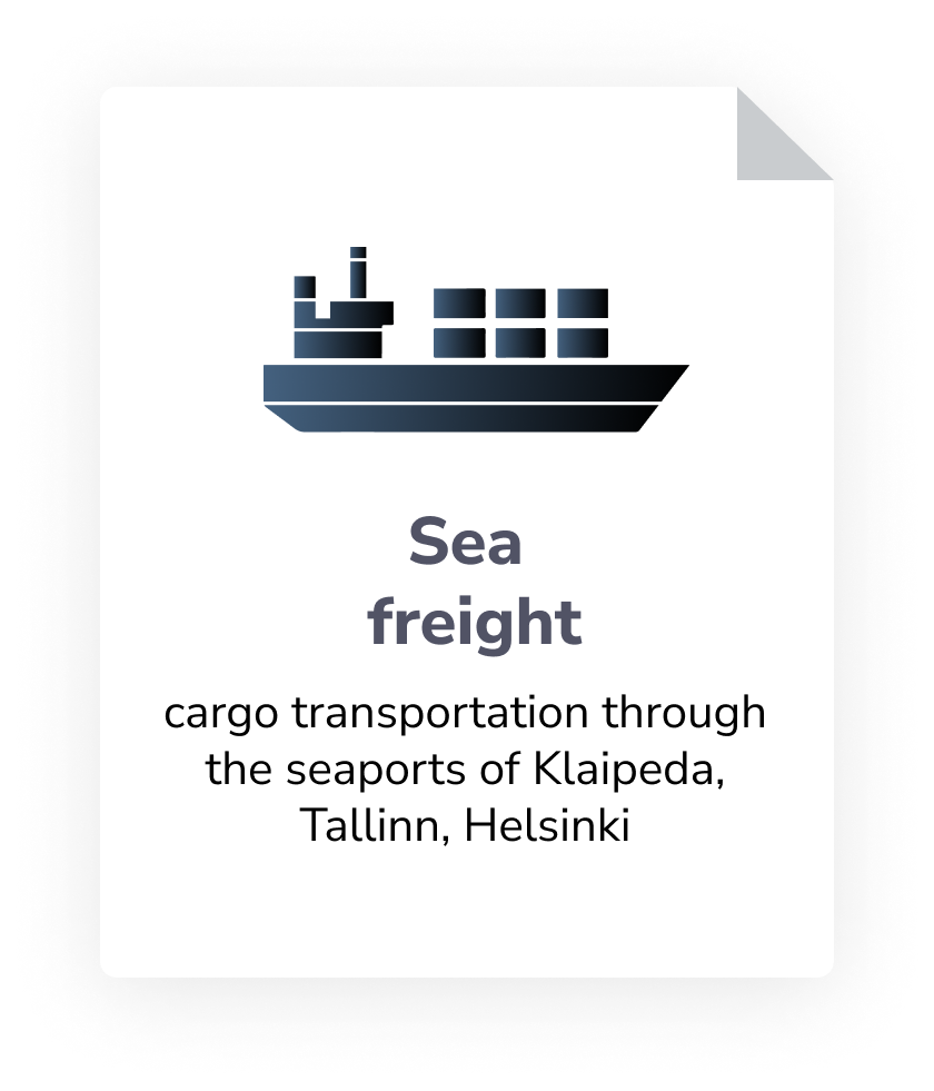 Jūrų transportas - krovinių gabenimas per Klaipėdos, Rygos, Talino, Helsinkio jūrų uostus
